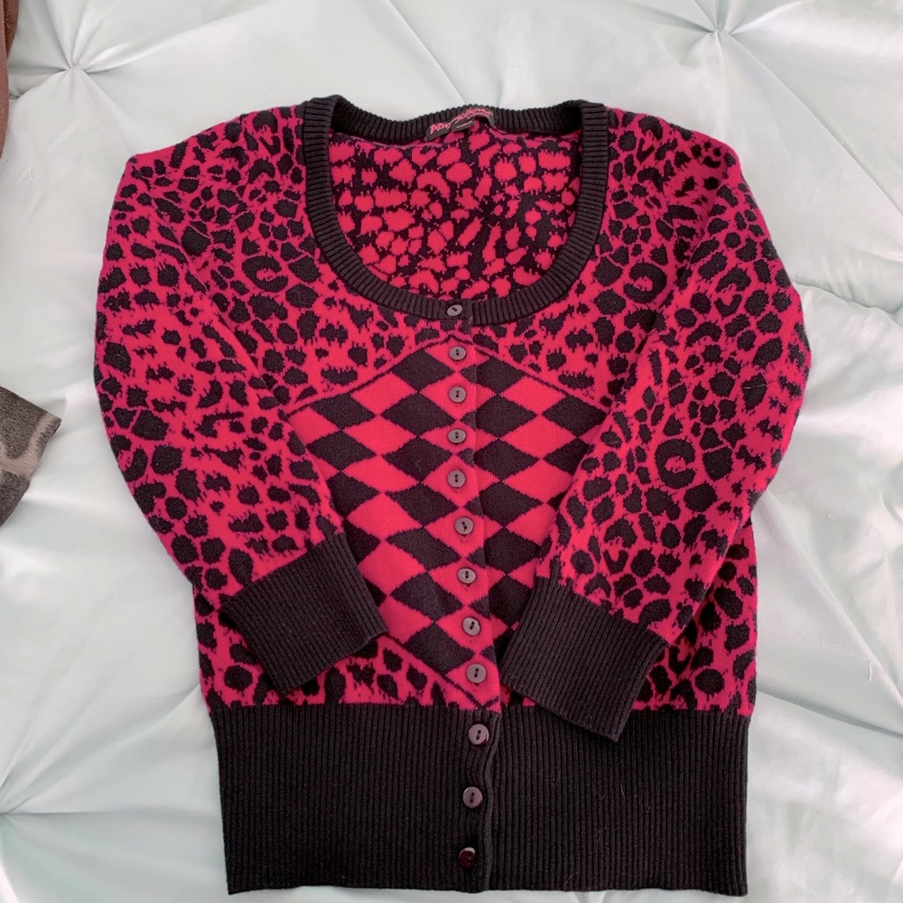 Betsey Johnson - Pink and Black Scoop Cardi